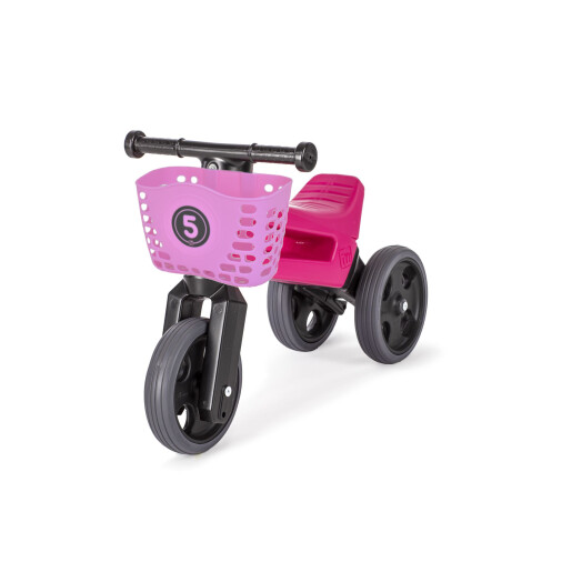 Bicicleta fara pedale cu cosulet pentru ghidon Funny Wheels Rider SPORT 2 in 1 Roz