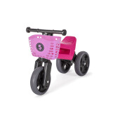 Bicicleta fara pedale cu cosulet pentru ghidon Funny Wheels Rider SPORT 2 in 1 Roz